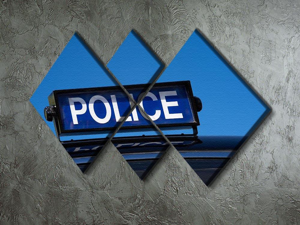 Rooftop sign on a vintage british police car 4 Square Multi Panel Canvas  - Canvas Art Rocks - 2