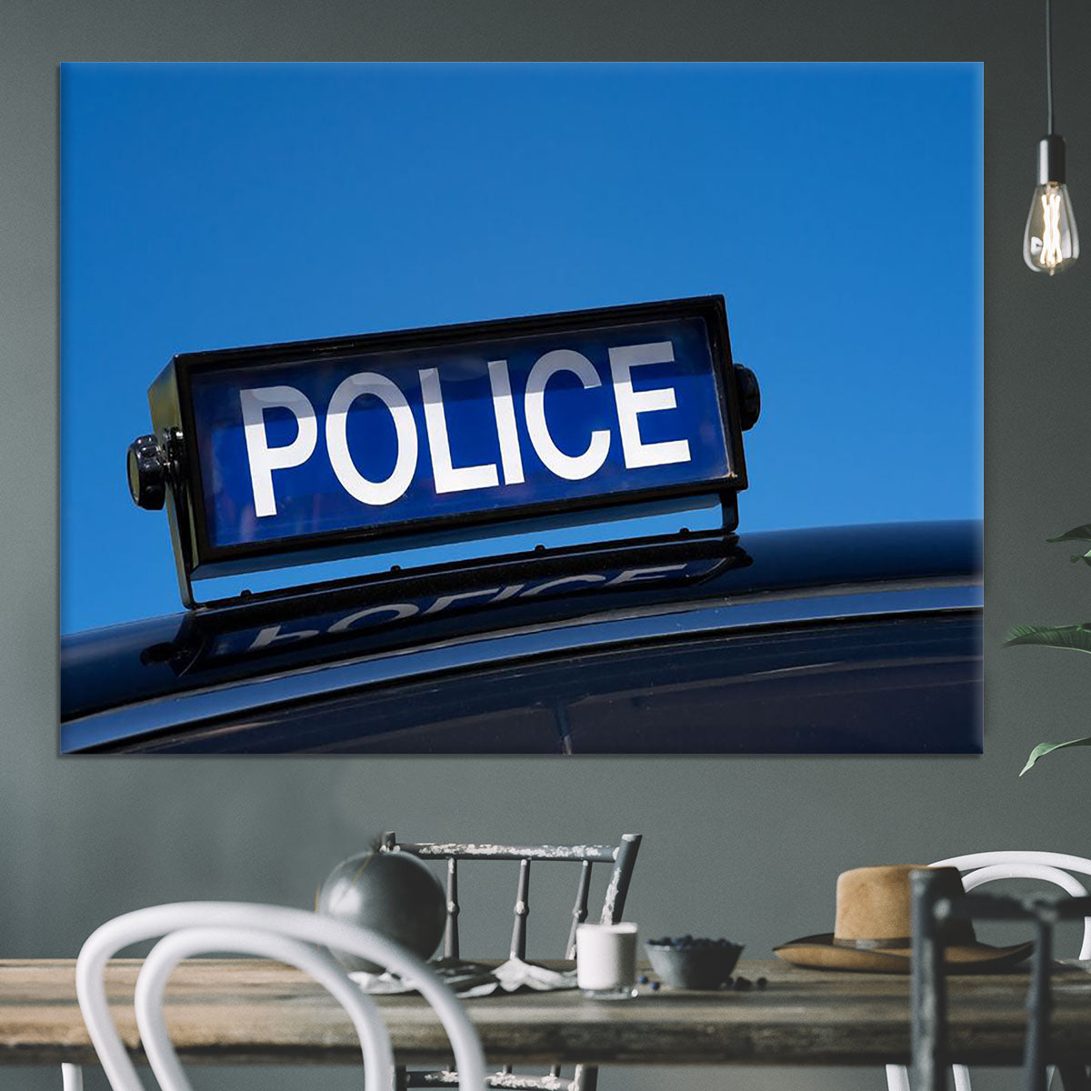 Rooftop sign on a vintage british police car Canvas Print or Poster - Canvas Art Rocks - 3