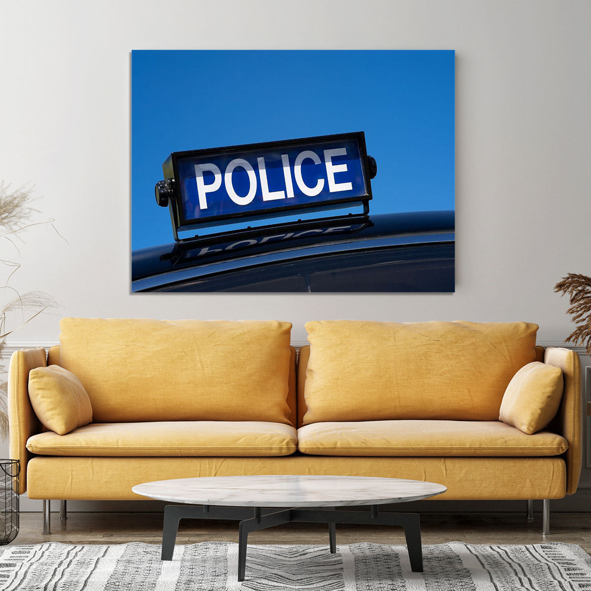 Rooftop sign on a vintage british police car Canvas Print or Poster - Canvas Art Rocks - 4