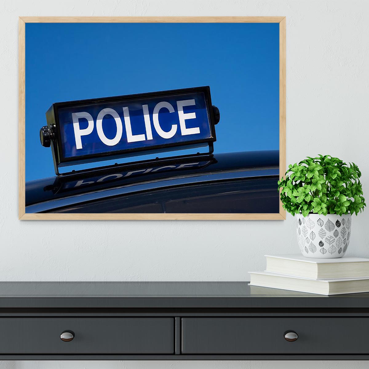 Rooftop sign on a vintage british police car Framed Print - Canvas Art Rocks - 4