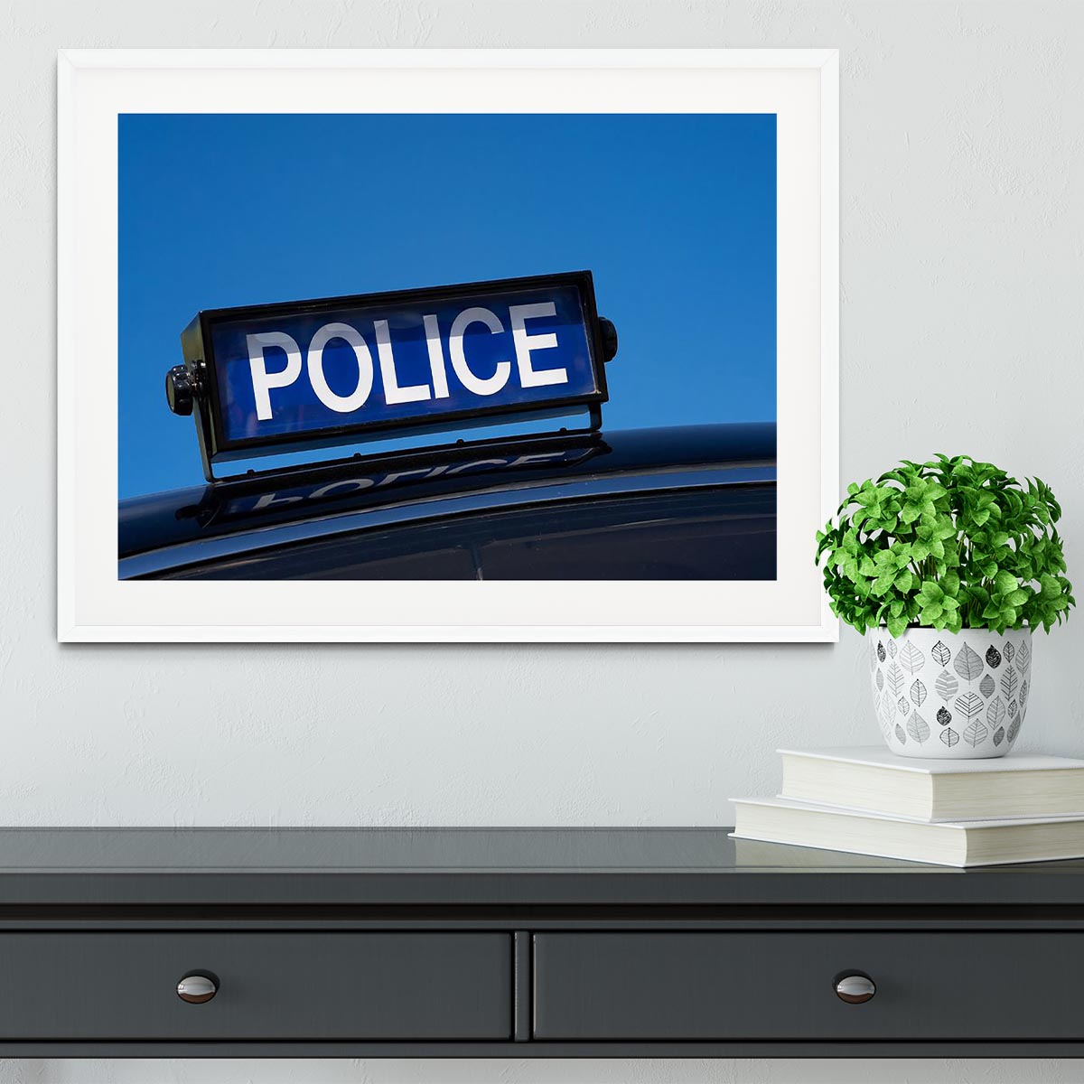 Rooftop sign on a vintage british police car Framed Print - Canvas Art Rocks - 5