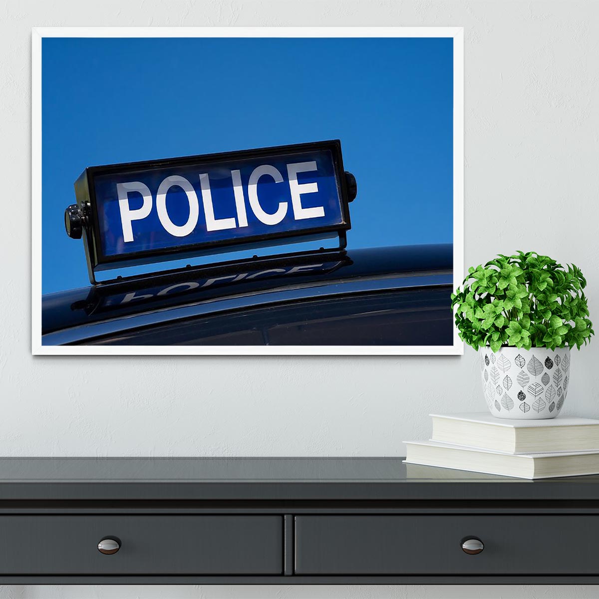Rooftop sign on a vintage british police car Framed Print - Canvas Art Rocks -6