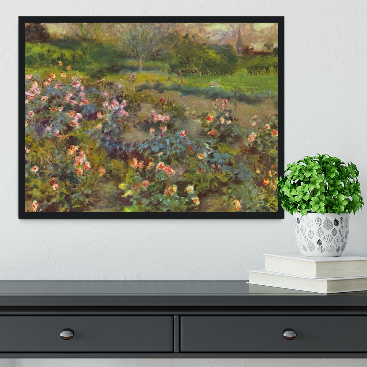Rose Garden by Renoir Framed Print - Canvas Art Rocks - 2