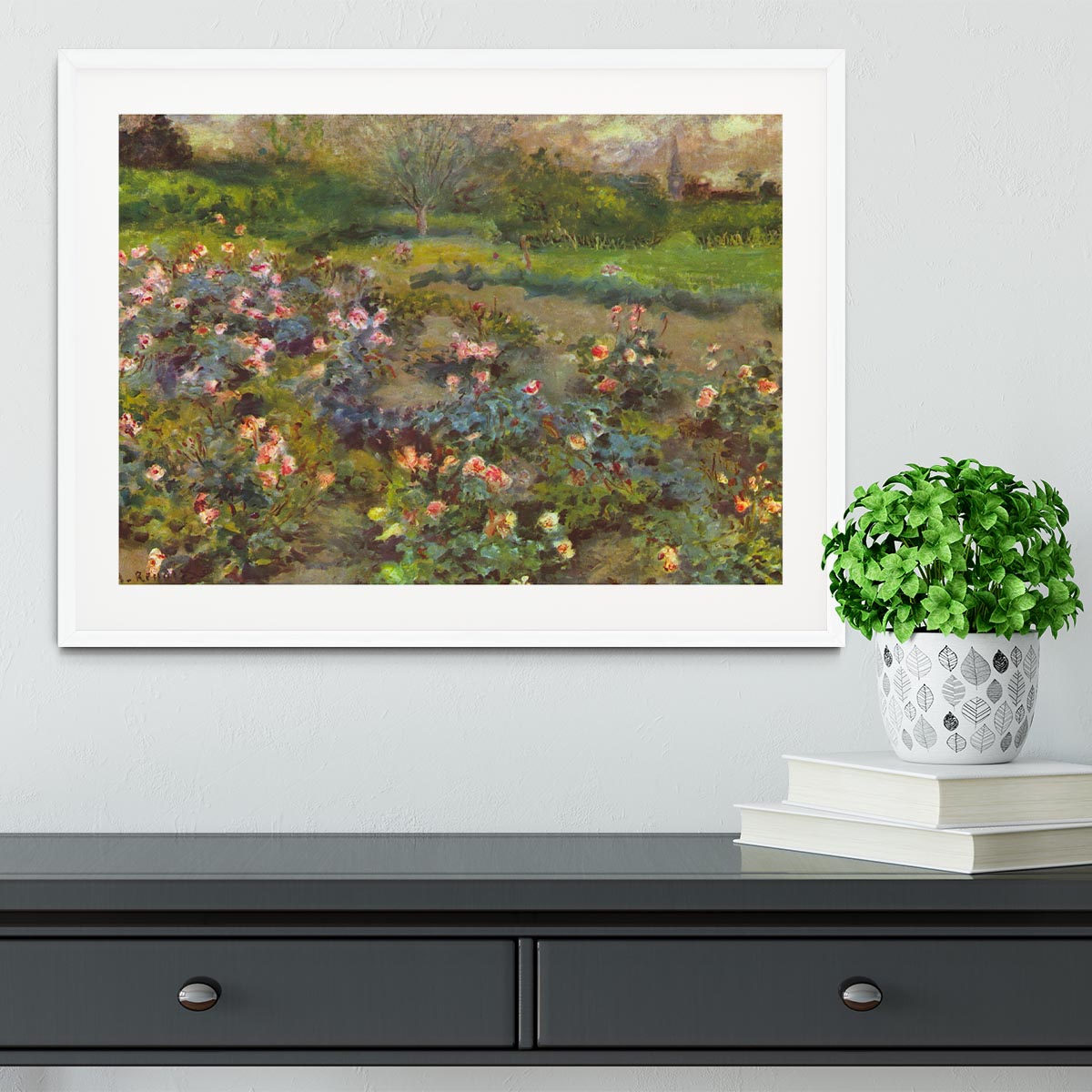 Rose Garden by Renoir Framed Print - Canvas Art Rocks - 5