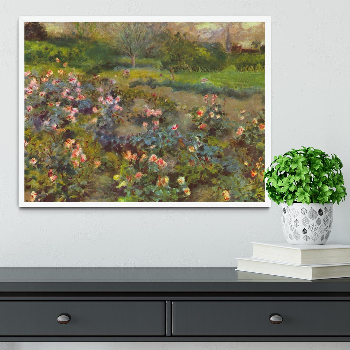 Rose Garden by Renoir Framed Print - Canvas Art Rocks -6