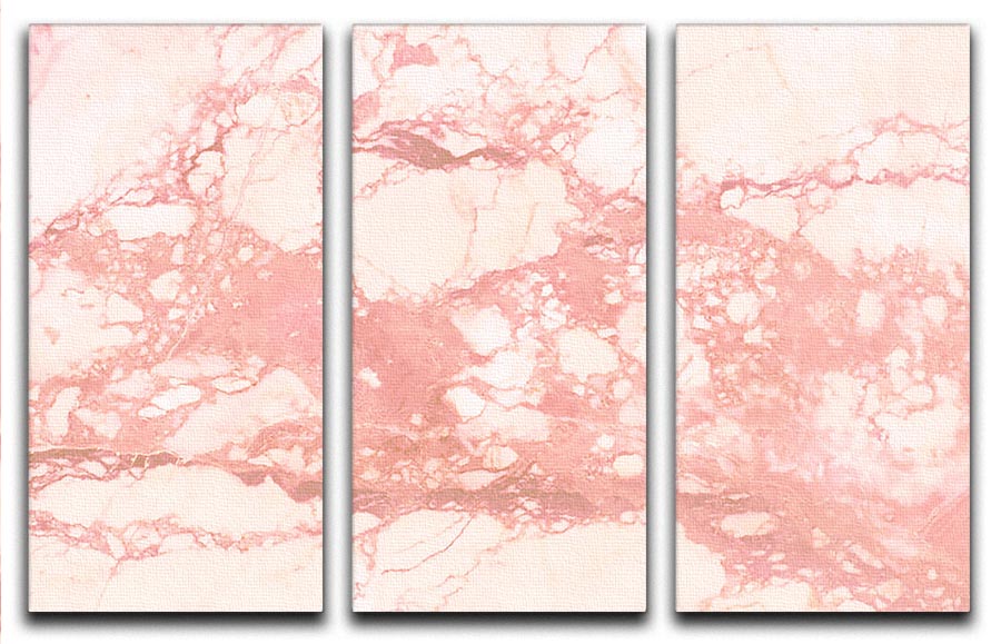 Rose Gold Marble 3 Split Panel Canvas Print - Canvas Art Rocks - 1