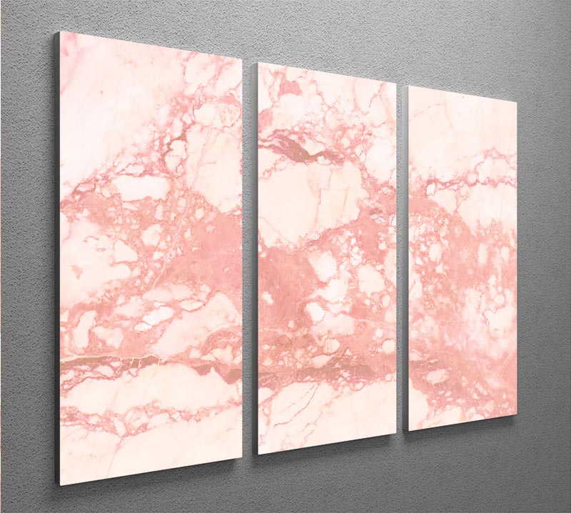 Rose Gold Marble 3 Split Panel Canvas Print - Canvas Art Rocks - 2