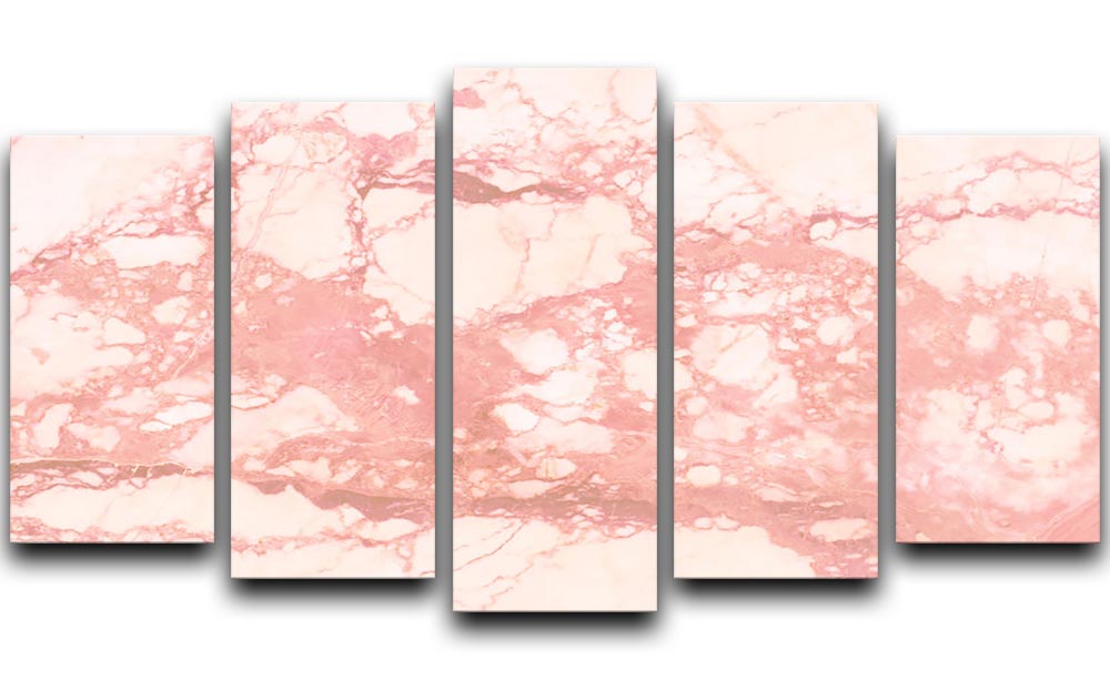 Rose Gold Marble 5 Split Panel Canvas - Canvas Art Rocks - 1