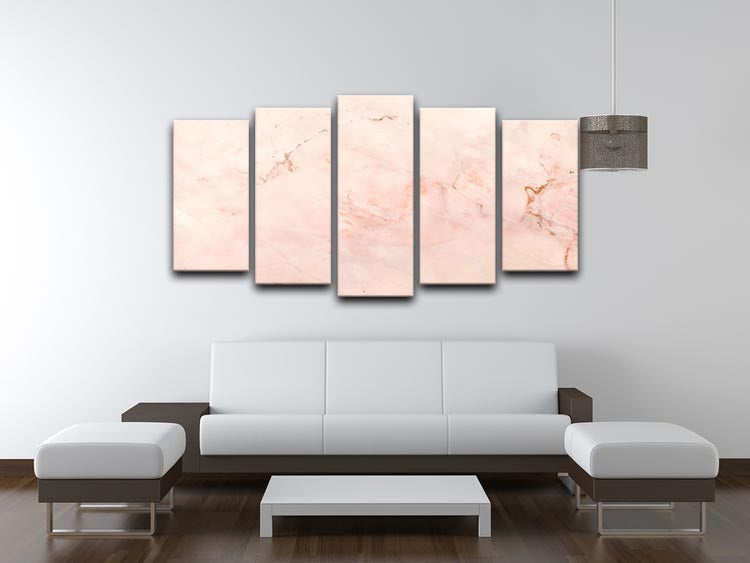 Rose Gold Minimal Marble 5 Split Panel Canvas - Canvas Art Rocks - 3