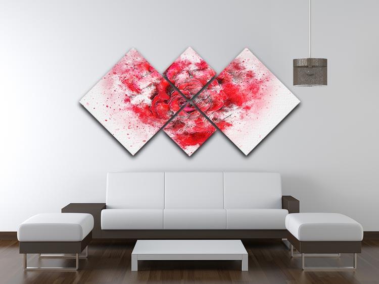 Rose Heart Painting 4 Square Multi Panel Canvas - Canvas Art Rocks - 3