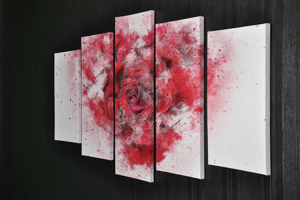 Rose Heart Painting 5 Split Panel Canvas - Canvas Art Rocks - 2