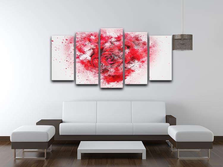 Rose Heart Painting 5 Split Panel Canvas - Canvas Art Rocks - 3