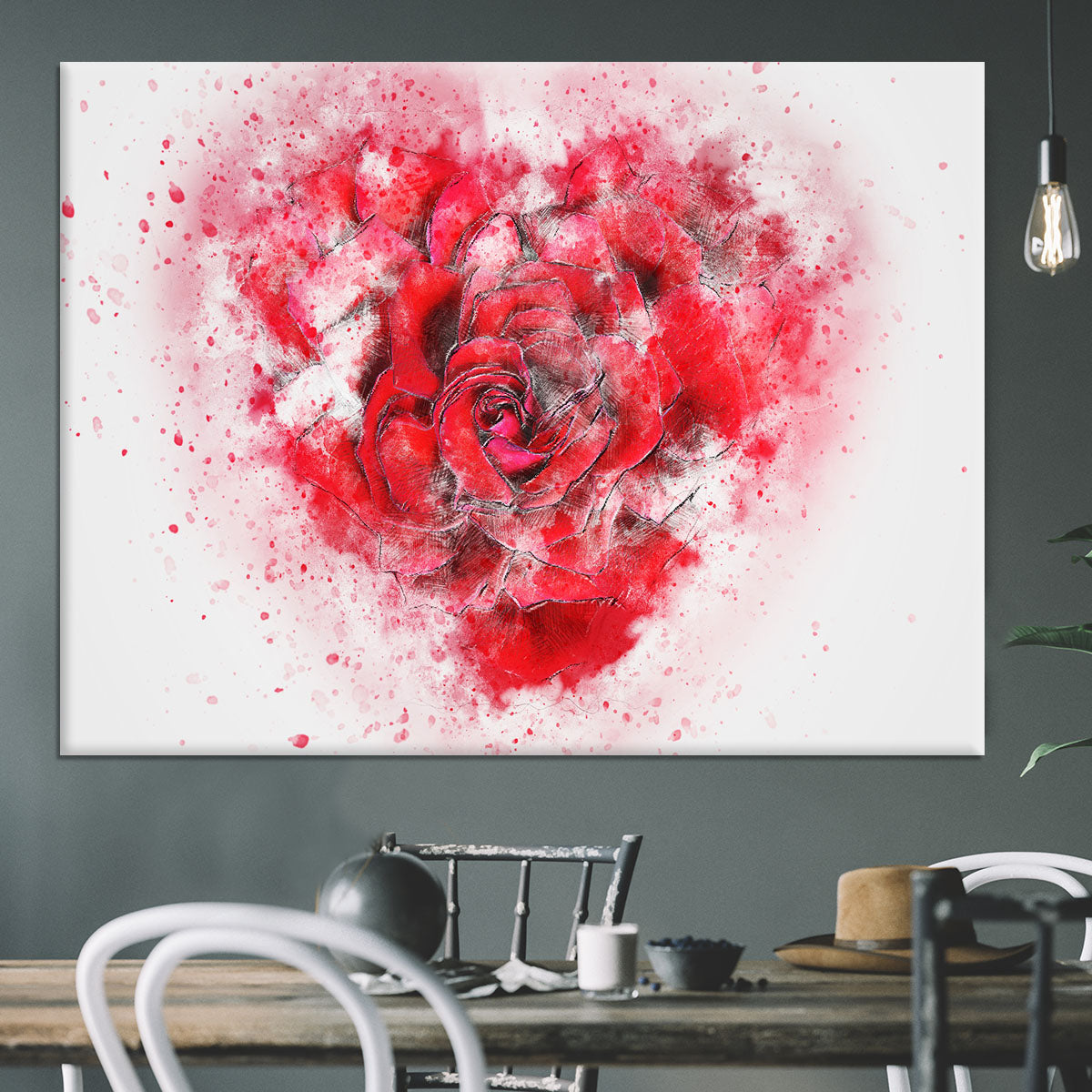 Rose Heart Painting Canvas Print or Poster - Canvas Art Rocks - 3