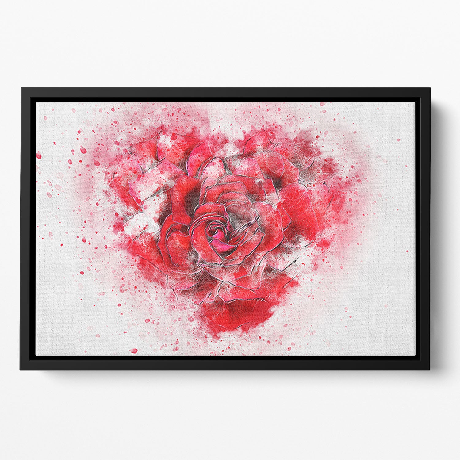 Rose Heart Painting Floating Framed Canvas