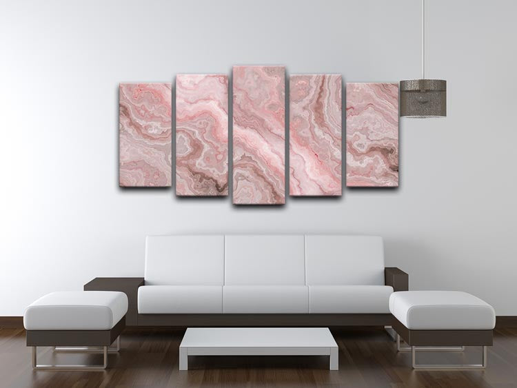 Rose Marble 5 Split Panel Canvas - Canvas Art Rocks - 3