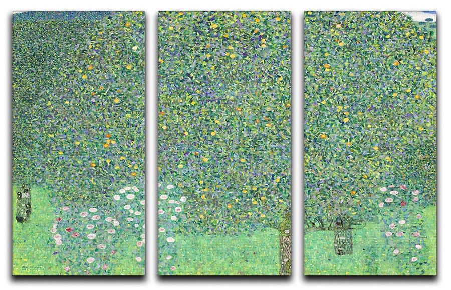 Rose bushes under the Trees by Klimt 3 Split Panel Canvas Print - Canvas Art Rocks - 1