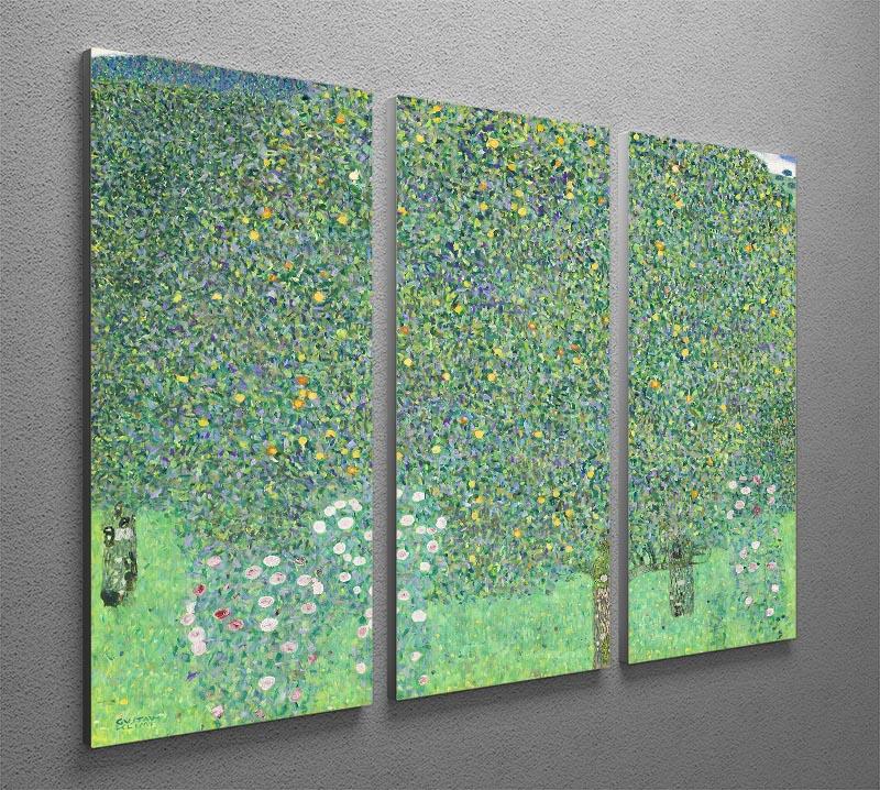 Rose bushes under the Trees by Klimt 3 Split Panel Canvas Print - Canvas Art Rocks - 2