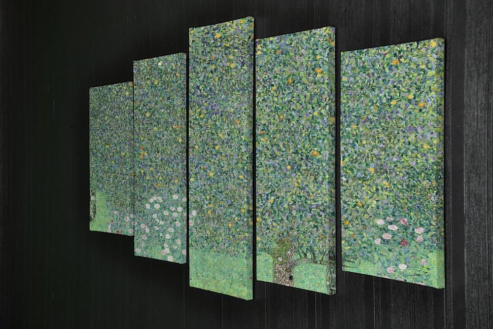 Rose bushes under the Trees by Klimt 5 Split Panel Canvas - Canvas Art Rocks - 2