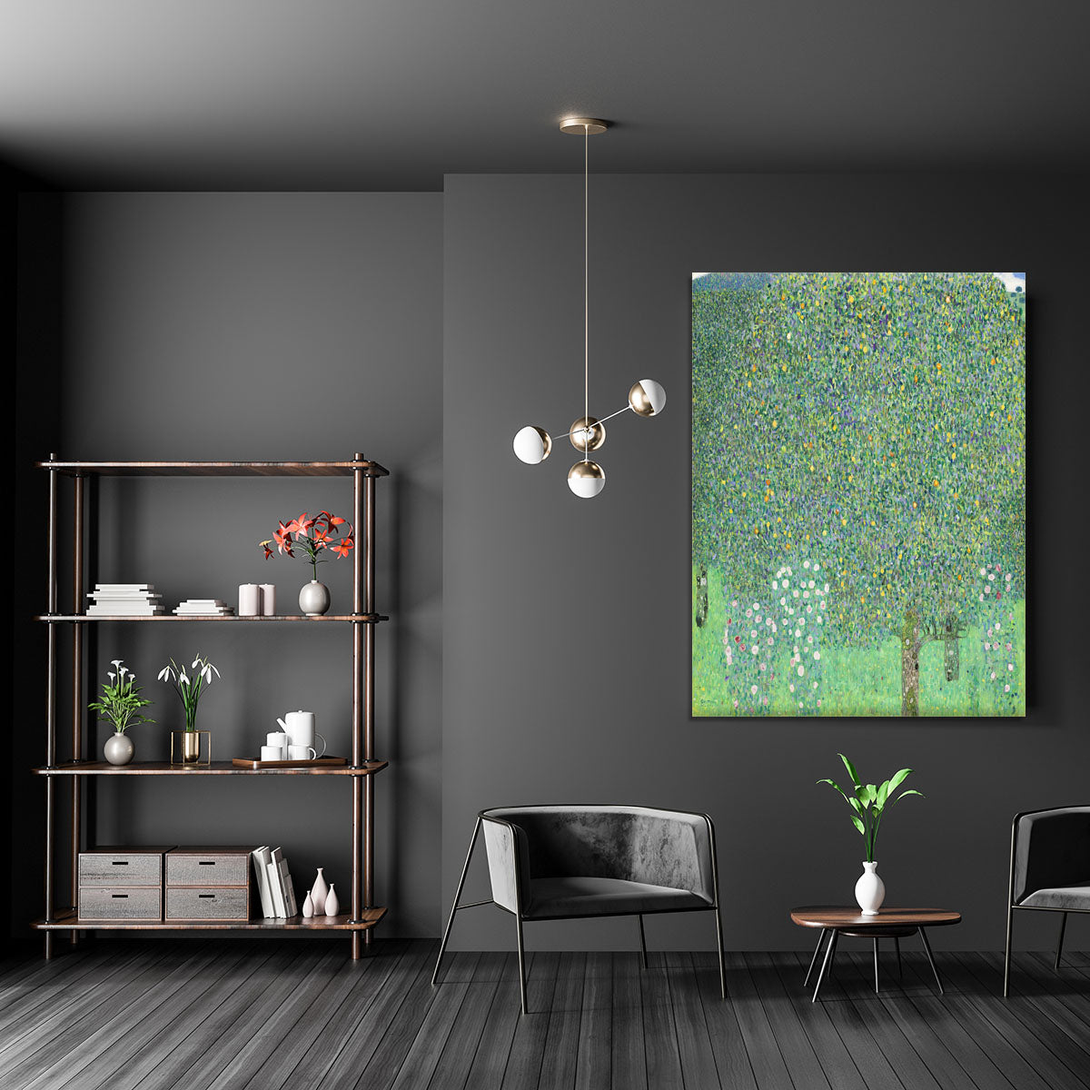 Rose bushes under the Trees by Klimt Canvas Print or Poster - Canvas Art Rocks - 5