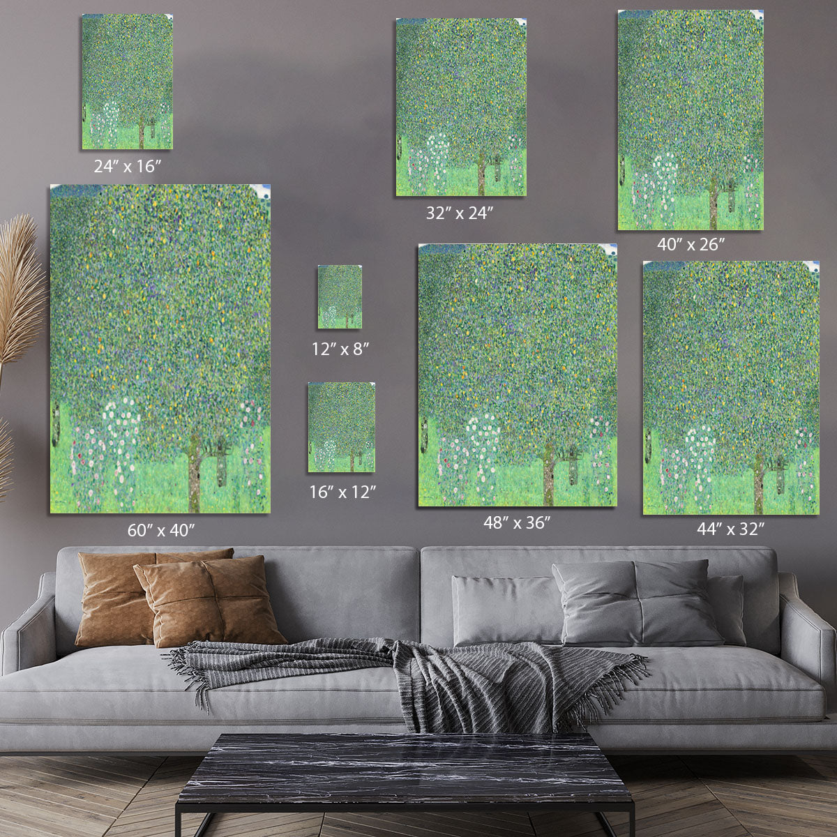 Rose bushes under the Trees by Klimt Canvas Print or Poster - Canvas Art Rocks - 7