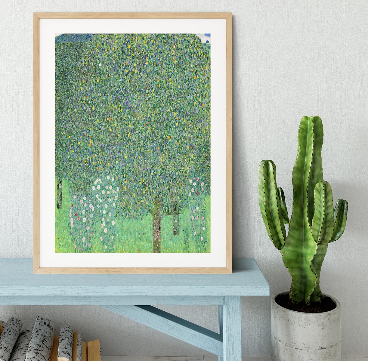 Rose bushes under the Trees by Klimt Framed Print - Canvas Art Rocks - 3