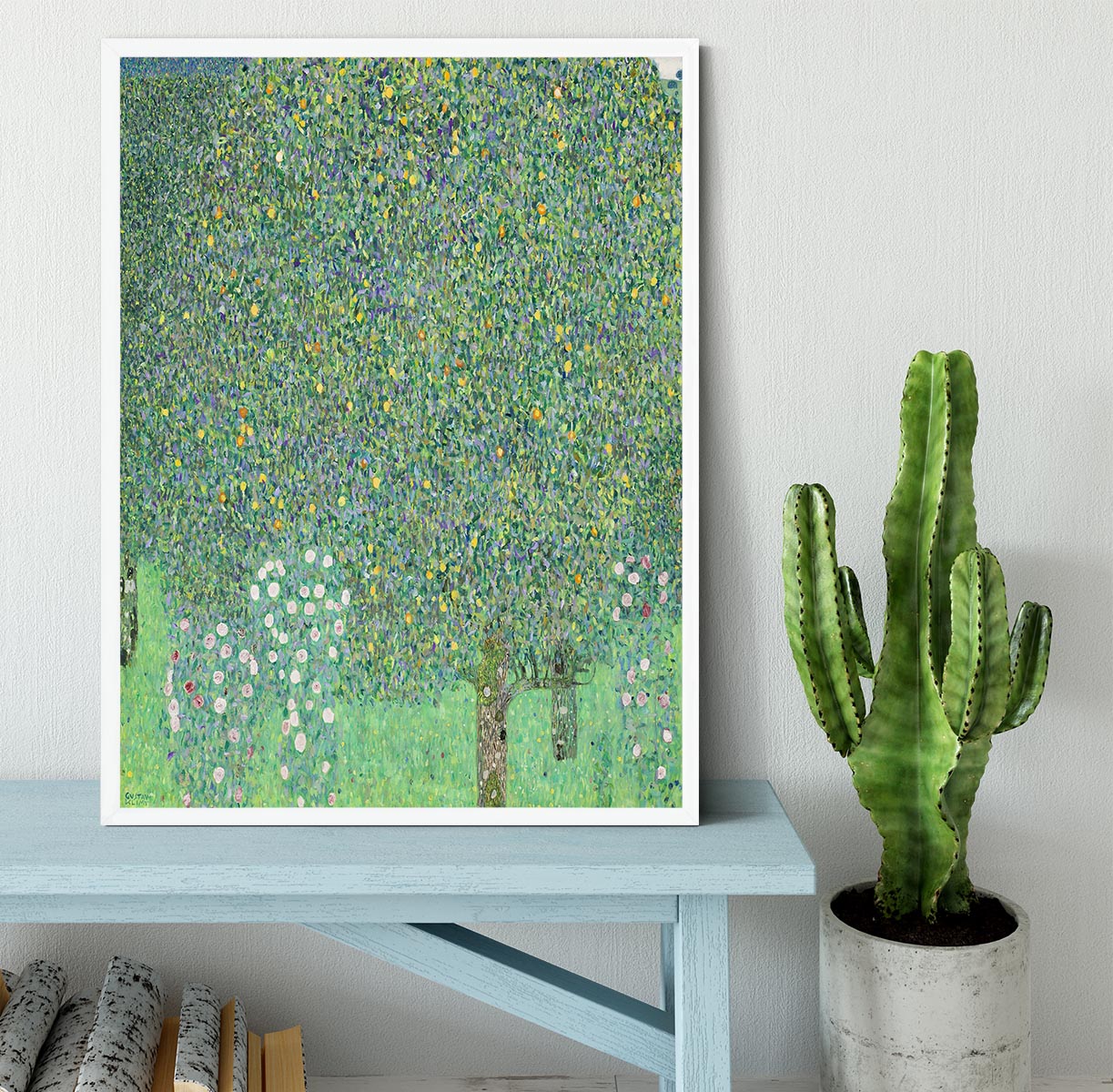 Rose bushes under the Trees by Klimt Framed Print - Canvas Art Rocks -6