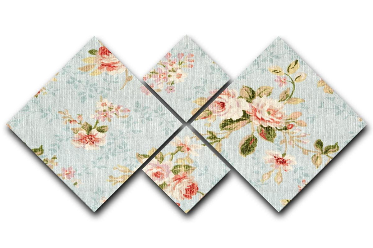 Rose floral tapestry 4 Square Multi Panel Canvas  - Canvas Art Rocks - 1
