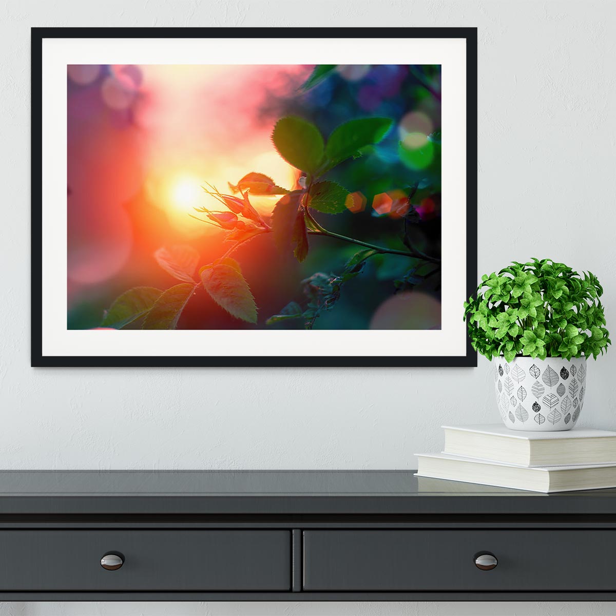 Rosebuds at sunset Framed Print - Canvas Art Rocks - 1