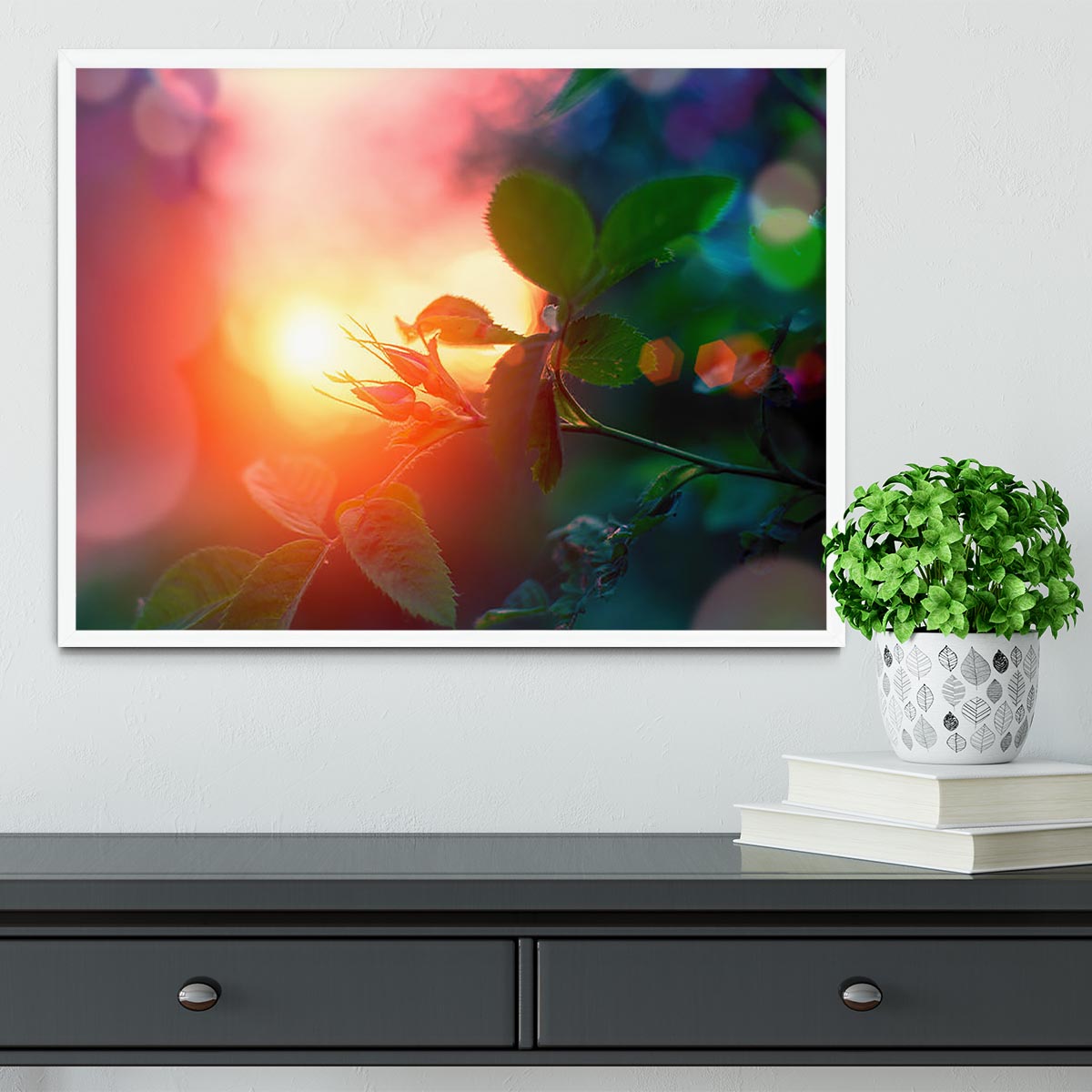 Rosebuds at sunset Framed Print - Canvas Art Rocks -6