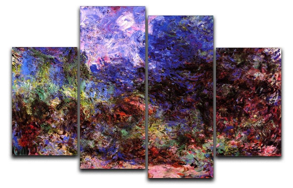 Roses at the garden side of Monets house in Giverny by Monet 4 Split Panel Canvas  - Canvas Art Rocks - 1