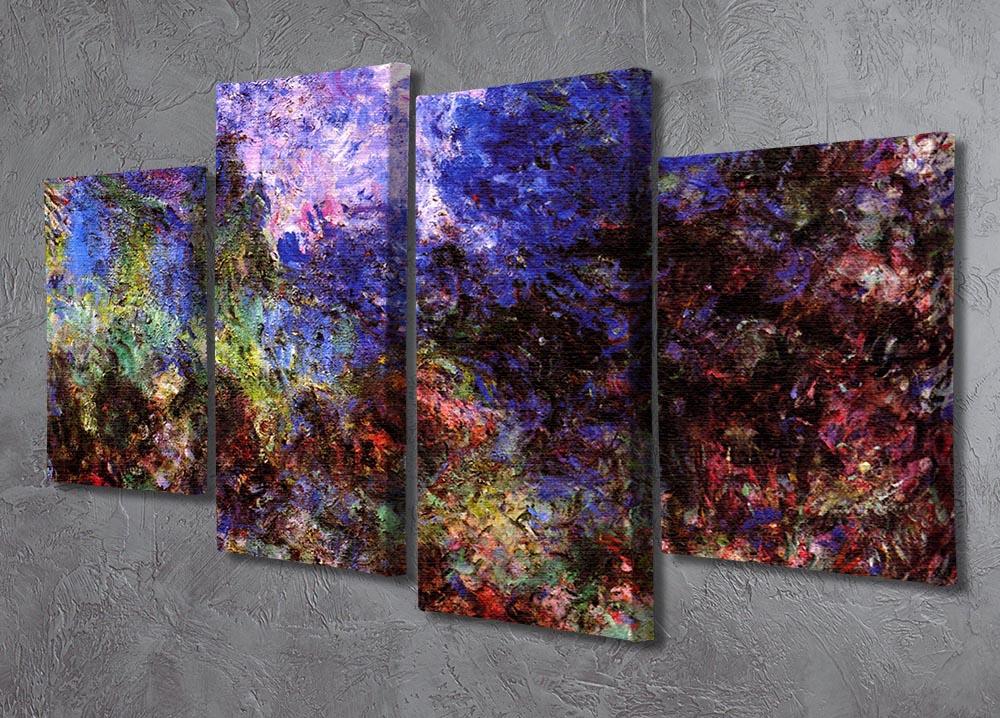 Roses at the garden side of Monets house in Giverny by Monet 4 Split Panel Canvas - Canvas Art Rocks - 2