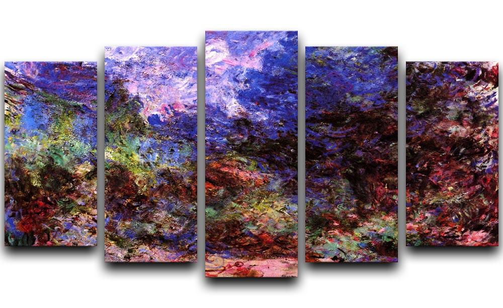 Roses at the garden side of Monets house in Giverny by Monet 5 Split Panel Canvas  - Canvas Art Rocks - 1