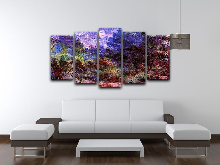 Roses at the garden side of Monets house in Giverny by Monet 5 Split Panel Canvas - Canvas Art Rocks - 3