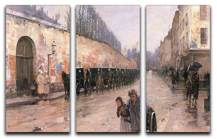 Rue Bonaparte by Hassam 3 Split Panel Canvas Print - Canvas Art Rocks - 1
