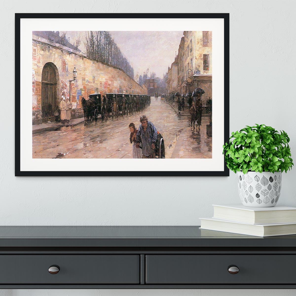 Rue Bonaparte by Hassam Framed Print - Canvas Art Rocks - 1