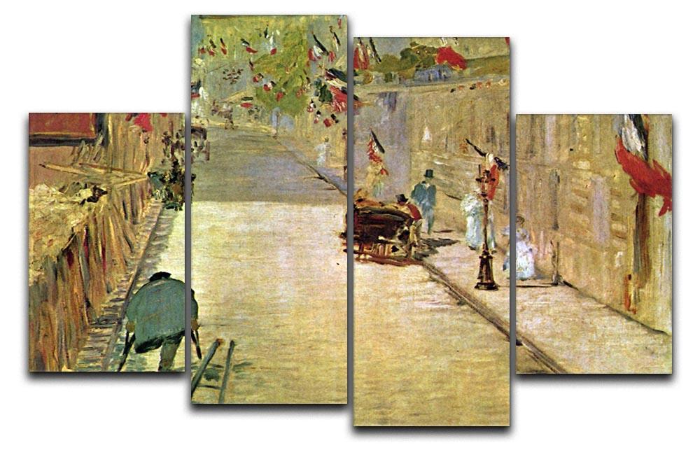 Rue Mosnier with Flags by Manet 4 Split Panel Canvas  - Canvas Art Rocks - 1