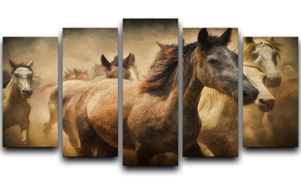 Running Horses 5 Split Panel Canvas  - Canvas Art Rocks - 1