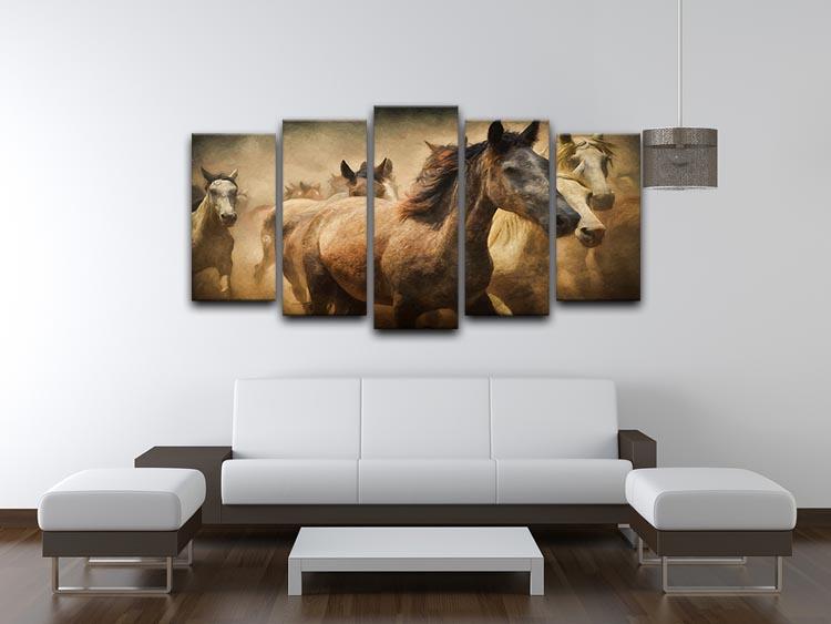 Running Horses 5 Split Panel Canvas - Canvas Art Rocks - 3