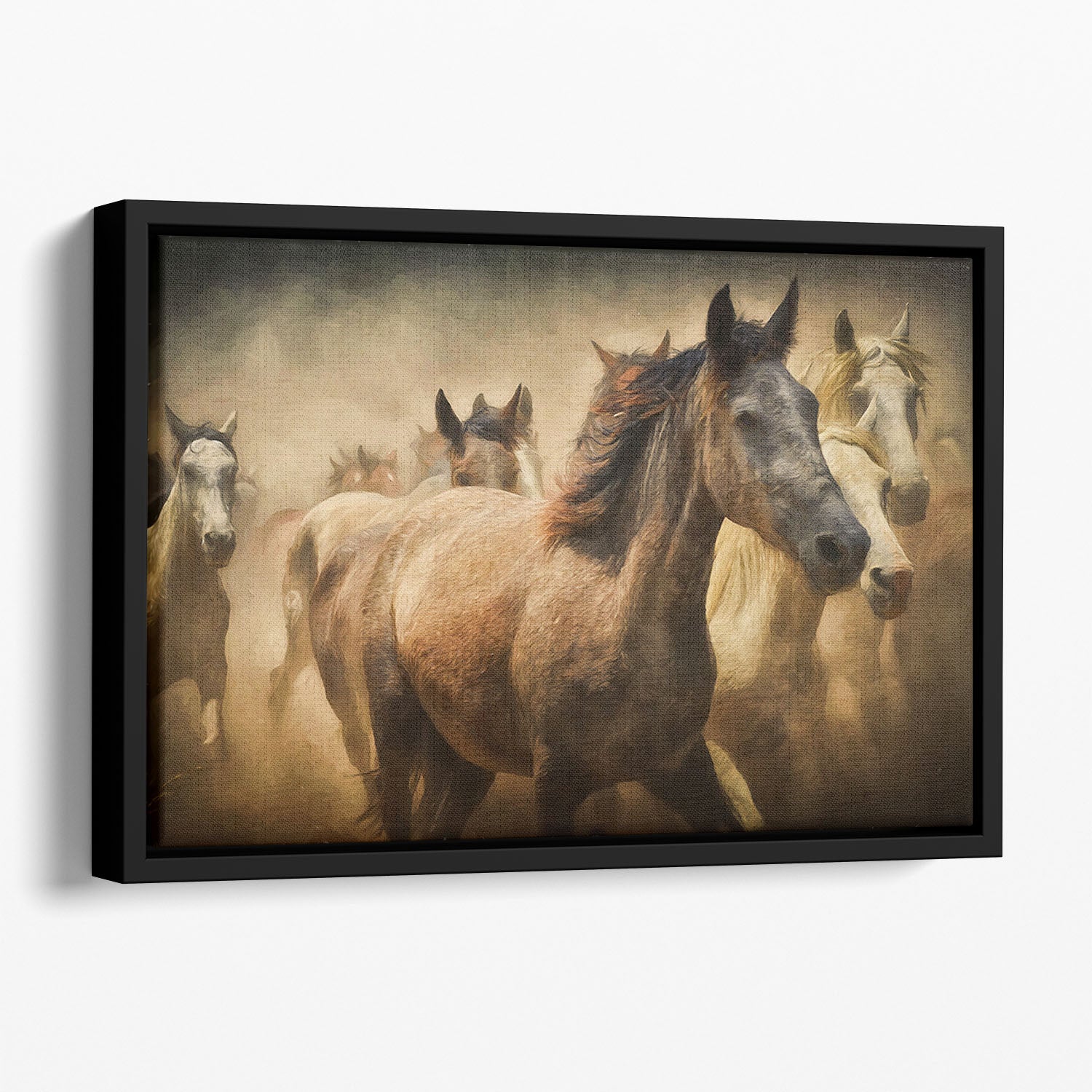 Running Horses Floating Framed Canvas