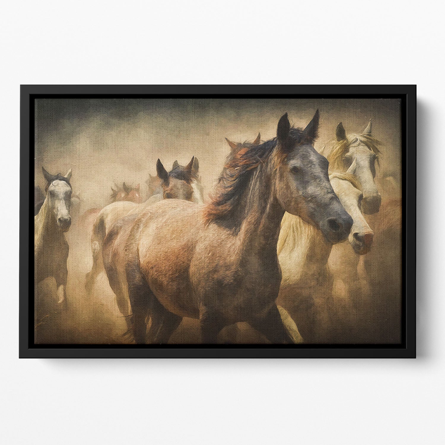Running Horses Floating Framed Canvas