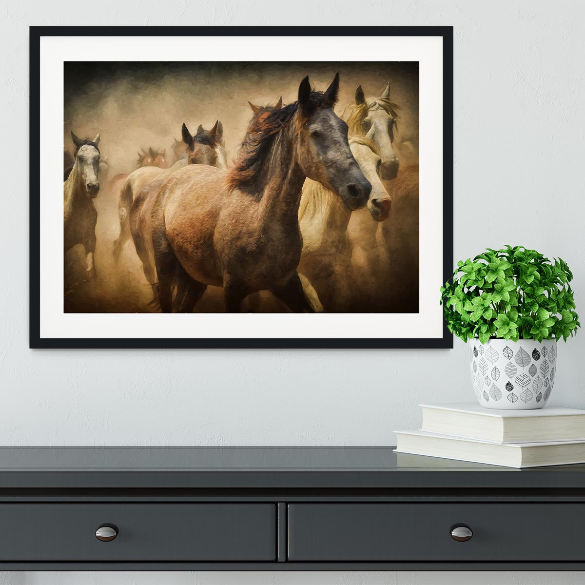Running Horses Framed Print - Canvas Art Rocks - 1