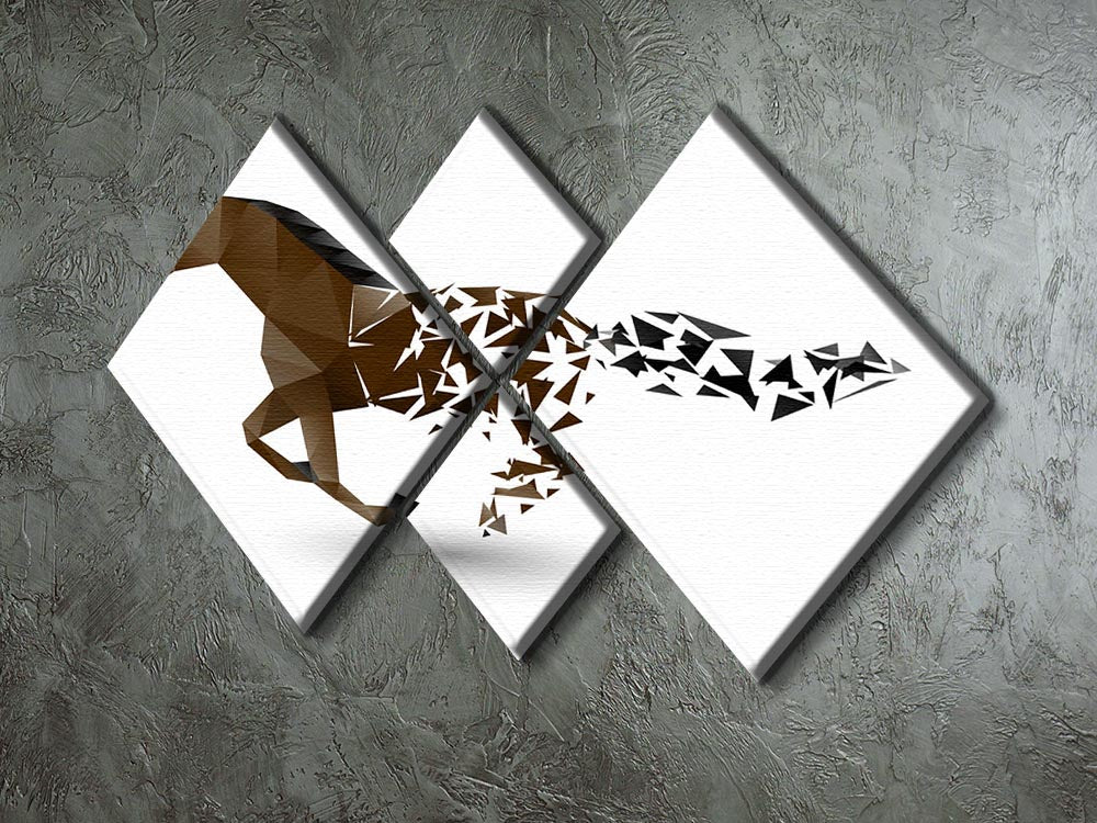 Running horse from the collapsing grounds 4 Square Multi Panel Canvas - Canvas Art Rocks - 2
