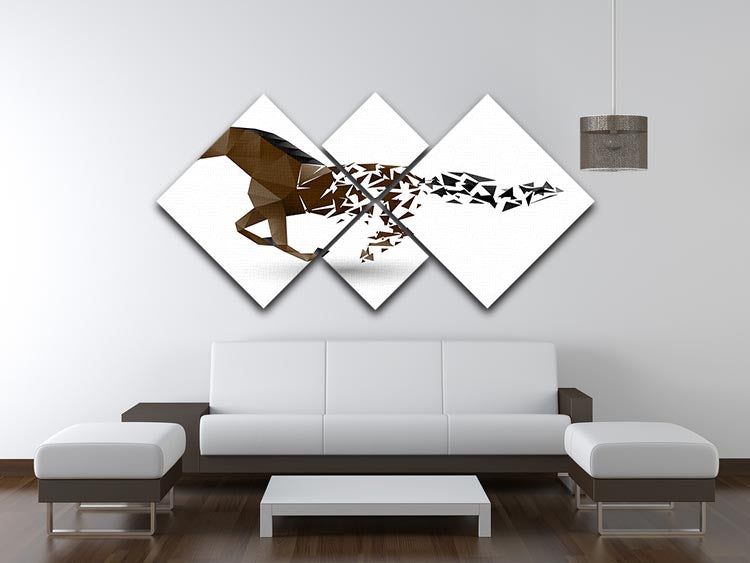 Running horse from the collapsing grounds 4 Square Multi Panel Canvas - Canvas Art Rocks - 3