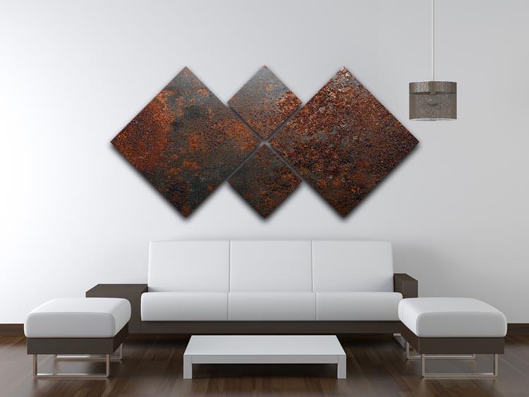 Rusted metal background 4 Square Multi Panel Canvas  - Canvas Art Rocks - 3