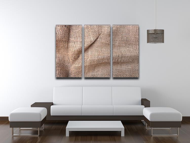 Sackcloth textured 3 Split Panel Canvas Print - Canvas Art Rocks - 3