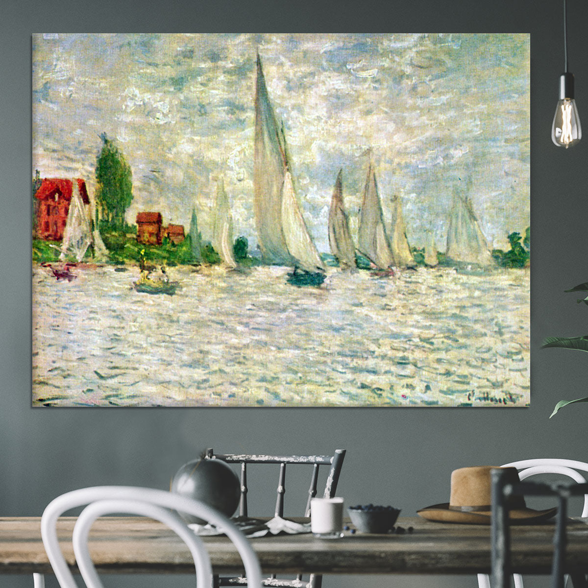 Sailboats regatta in Argenteuil by Monet Canvas Print or Poster - Canvas Art Rocks - 3