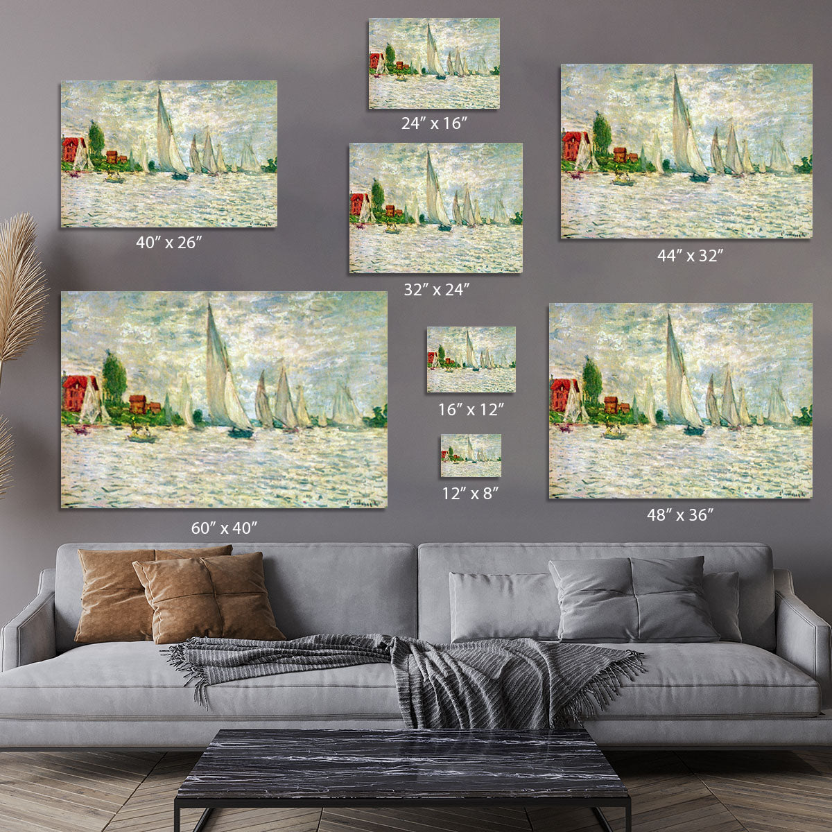 Sailboats regatta in Argenteuil by Monet Canvas Print or Poster - Canvas Art Rocks - 7