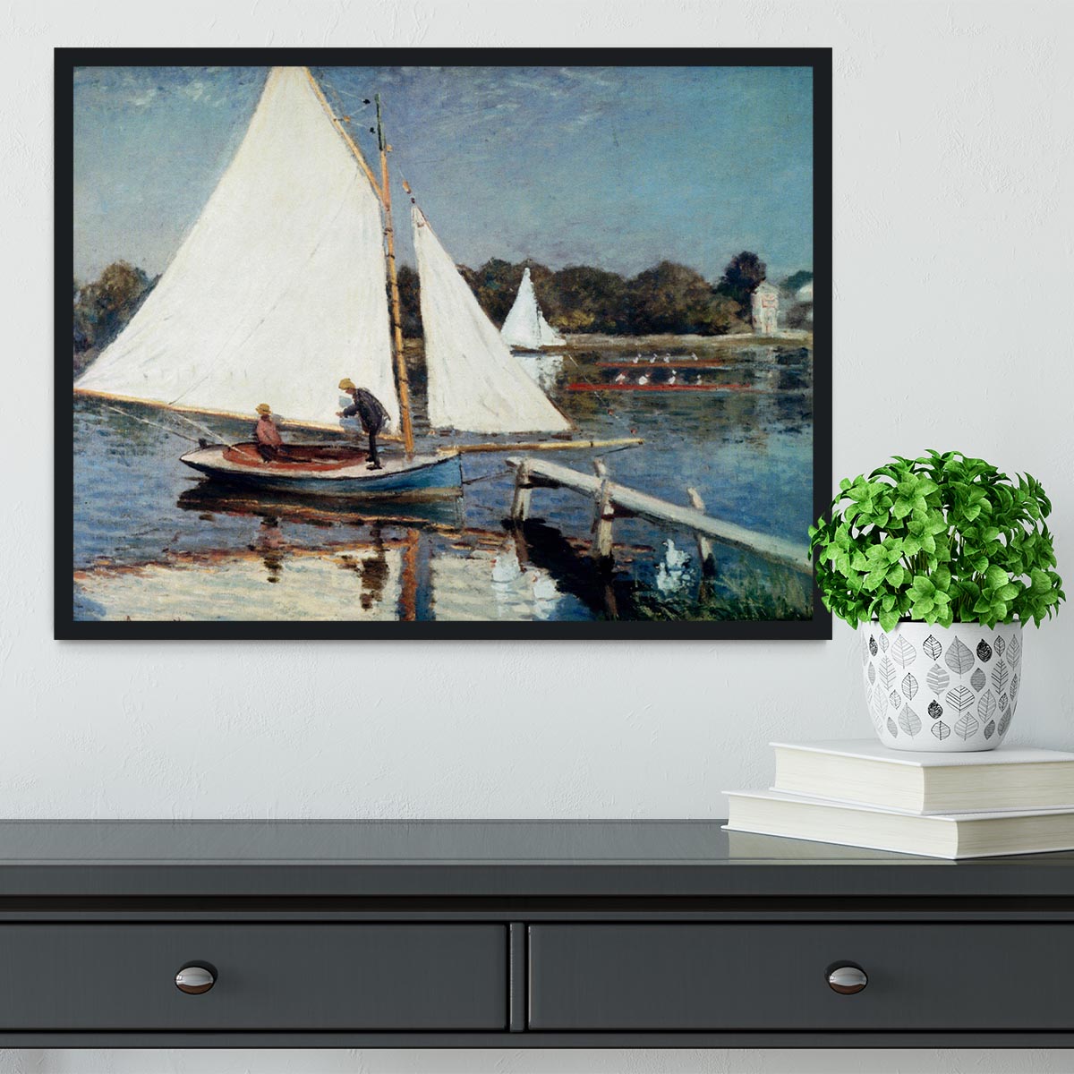 Sailing At Argenteuil 2 by Monet Framed Print - Canvas Art Rocks - 2