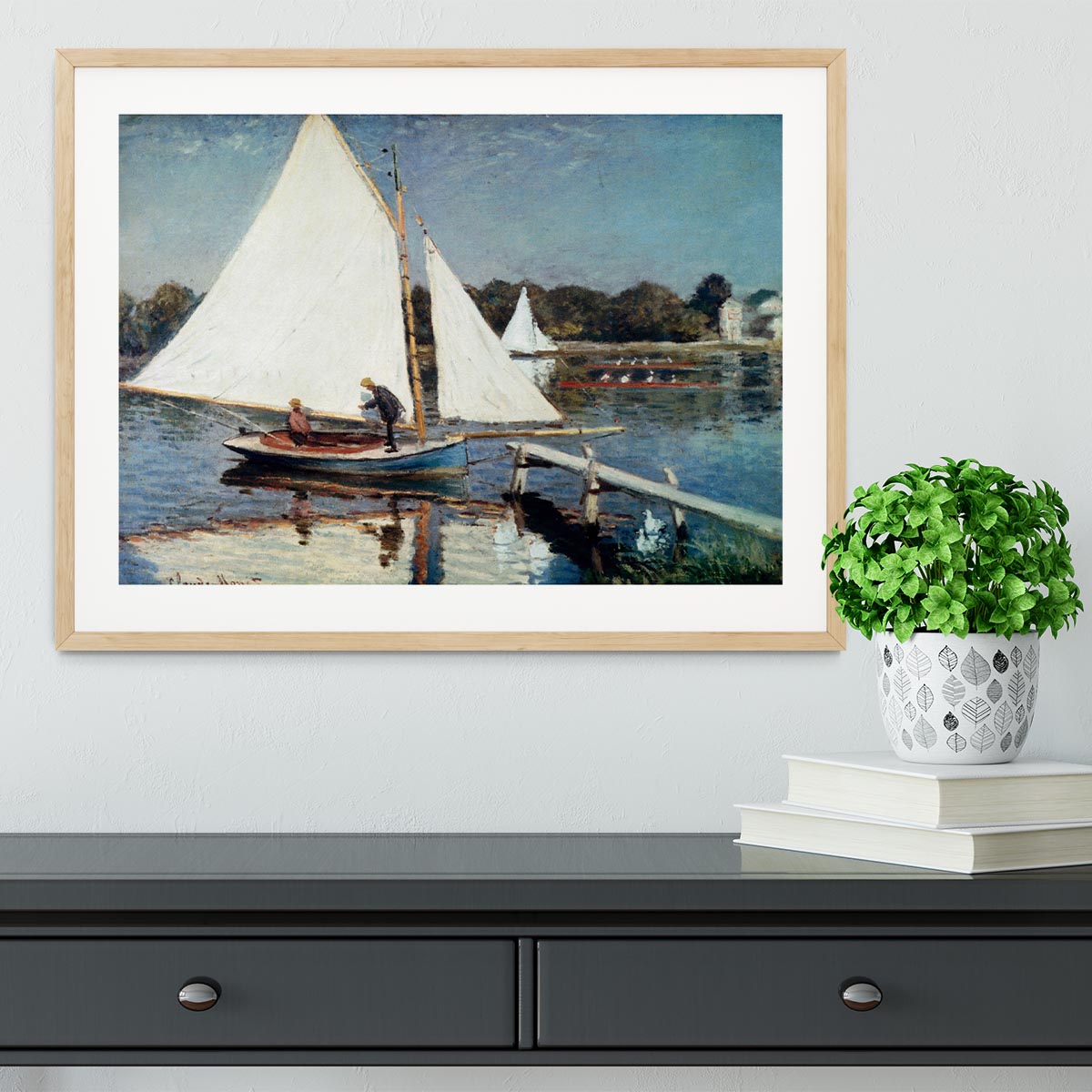 Sailing At Argenteuil 2 by Monet Framed Print - Canvas Art Rocks - 3
