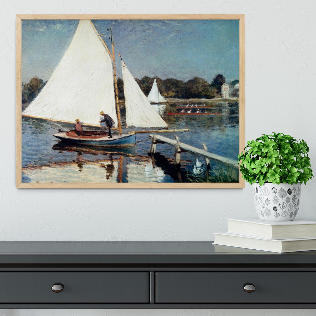 Sailing At Argenteuil 2 by Monet Framed Print - Canvas Art Rocks - 4